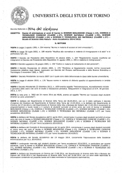 Decreto Rettorale - Corso di Laurea Triennale in Chimica e