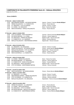 Calendario Campionato PN A1 Femminile 14/15