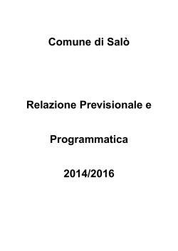 Relazione previsionale programmatica 2014