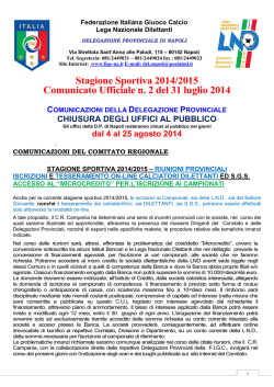 Stagione Sportiva 2014/2015 Comunicato Ufficiale