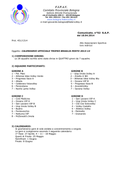 comunicato n.52 SAP - FIPAV - Comitato Provinciale di Bologna