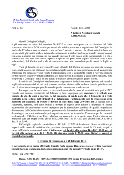 Prot. n. 394 Napoli, 19/01/2015 A tutti gli Assistenti Sociali LORO