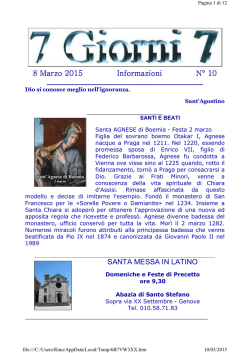 22 Marzo 2015 Informazioni N° 12 - Associazione Cattolici Genovesi