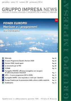 FONDI EUROPEI Horizon e i programmi 2014-2020