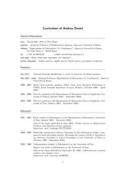 Curriculum of Andrea Davini - Dipartimento di Matematica