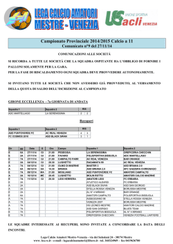 Campionato Provinciale 2014/2015 Calcio a 11