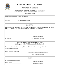 comune di finale emilia determinazione n. 295 del 26/05/2014