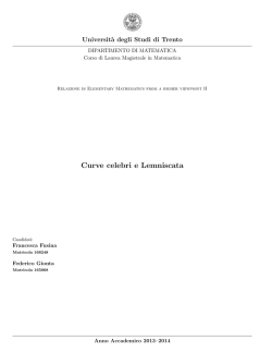 Curve celebri e Lemniscata - Università degli Studi di Trento
