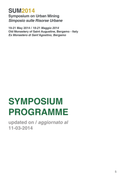 SYMPOSIUM PROGRAMME - Symposium on Urban Mining