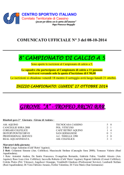 Calcio a 11 - Comunicato Ufficiale N. 3/2014-2015