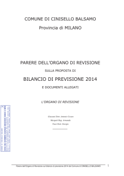 BILANCIO DI PREVISIONE 2014 - Comune di Cinisello Balsamo