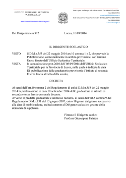 Det.Dirigenziale n.912 Lucca, 10/09/2014 IL