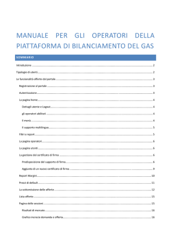 Manuale per gli operatori della piattaforma per il bilanciamento del