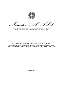 Relazione al Parlamento Alcol 2013
