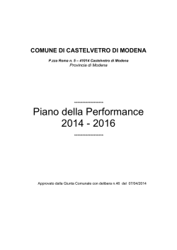 Piano della Performance - Comune di Castelvetro di Modena