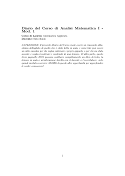Diario del Corso di Analisi Matematica I - Mod. 1
