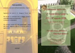 Settimana intensiva di Canto Gregoriano 25 – 30 agosto 2014