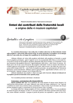 Sintesi dei contributi - Ordine Francescano Secolare di Puglia