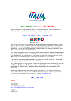 2015 CALENDAR OF ITALIAN EVENTS