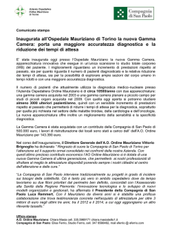 Comunicato stampa_Al Mauriziano inaugurata la nuova Gamma