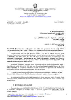 Nota n. 625 del 6/3/2015 - Ambito Territoriale per la provincia di Bari
