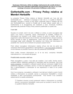 GoHerbalife.com - Privacy Policy relativa ai Membri Herbalife