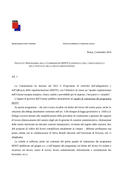 Roma, 2 settembre 2014 ) All. 1 La Commissione ha lanciato