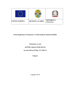 I° Report Valutazione ex ante del POR Calabria FESR 2014-20