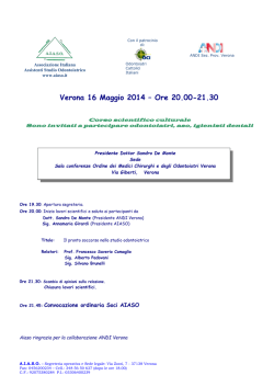 Verona 16 Maggio 2014 - AIASO Associazione Italiana Assistenti