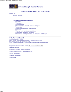 Informatica 2014-2015 - Dott. Muzzioli Valerio
