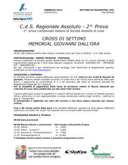 C.d.S. Regionale Assoluto - 2^ Prova