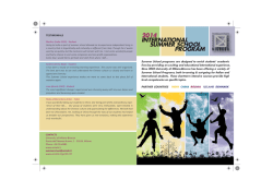 2014 INTERNATIONAL SUMMER SCHOOL PROGRAM