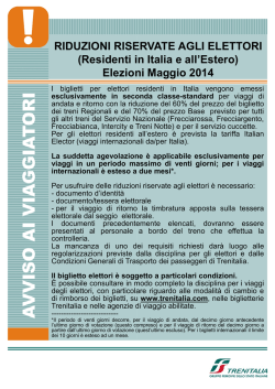 RIDUZIONI RISERVATE AG (Residenti in Italia e al Elezioni Maggio