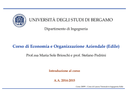 Introduzione al corso - Università degli studi di Bergamo
