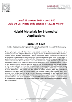 Hybrid Materials for Biomedical Applications Luisa De Cola