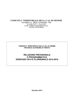 Relazione previsionale e programmatica di Bilancio del 2014