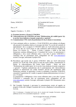 Parma, 10/04/2014 Ai Consulenti del Lavoro di Parma Ai Praticanti