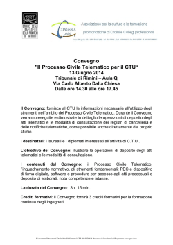 Convegno "Il Processo Civile Telematico per il CTU" 13 Giugno