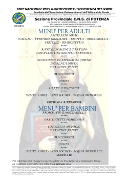 Menu per Festa di San Francesco di Sales - 2014
