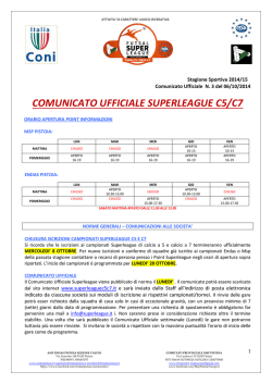 comunicato ufficiale superleague n. 3 del 06/10/2014
