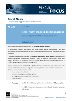 Fiscal News n. 326 del 11.11.2014 - Isee. Nuovi
