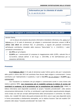 Fiscal Studio n. 21 del 05.02.2014 Artigiani e commercianti