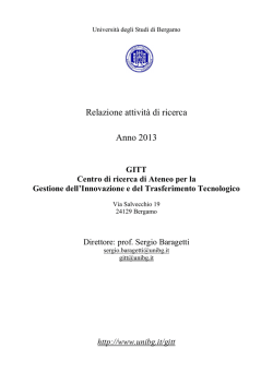 GITT - Relazione 2013 - Università degli studi di Bergamo