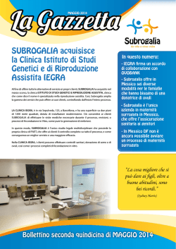 SUBROGALIA acquisisce la Clinica Istituto di Studi Genetici e di