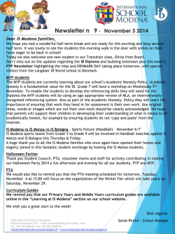 Newsletter n 9 - November 3 2014 - International School of Modena