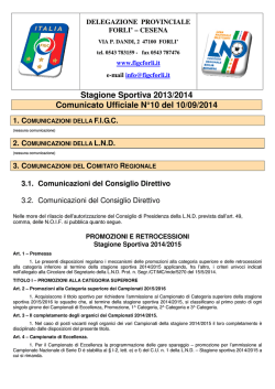Stagione Sportiva 2013/2014 Comunicato Ufficiale N°10