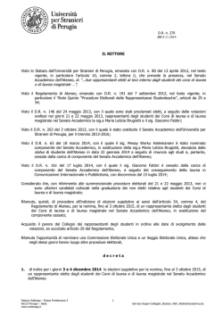 decreto rettorale n. 270 del 4 novembre 2014