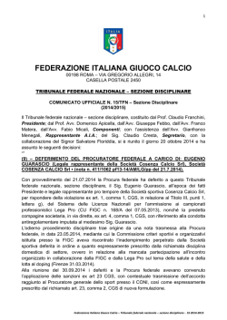 Sezione Disciplinare - Federazione Italiana Giuoco Calcio