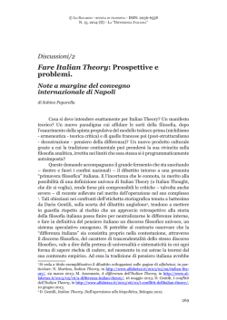 Fare Italian Theory: Prospettive e problemi.