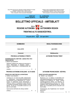 Bollettino n. 17 del 28 aprile 2014 - Regione Autonoma Trentino Alto